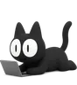 Katito, la mascota de AlToque, armando el mapa en su computadora
